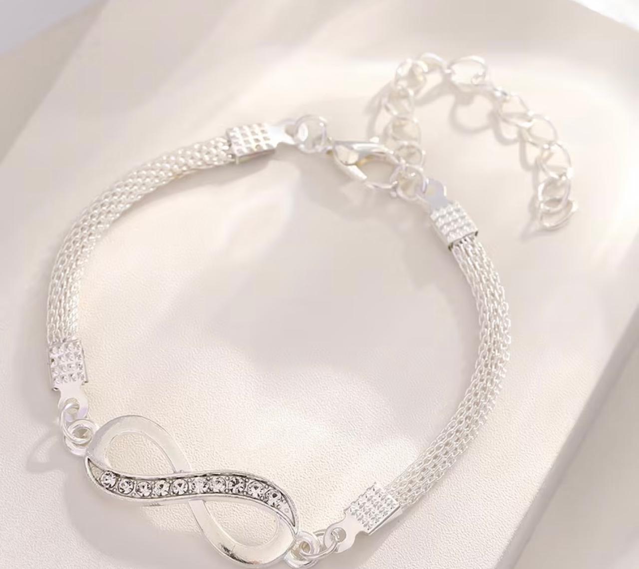 Infinity Rhinestone Bracelet - Silver
