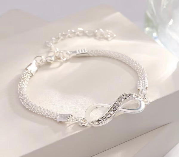 Infinity Rhinestone Bracelet - Silver