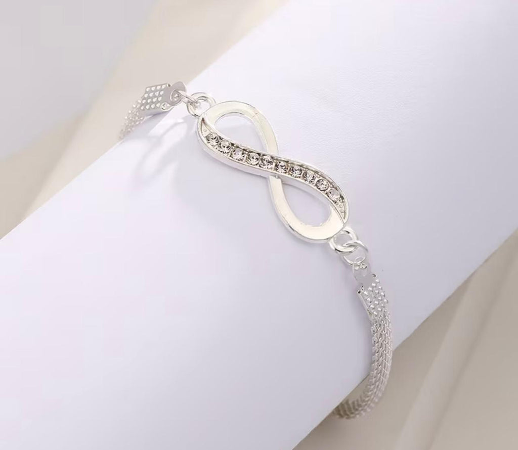Infinity Rhinestone Bracelet - Silver