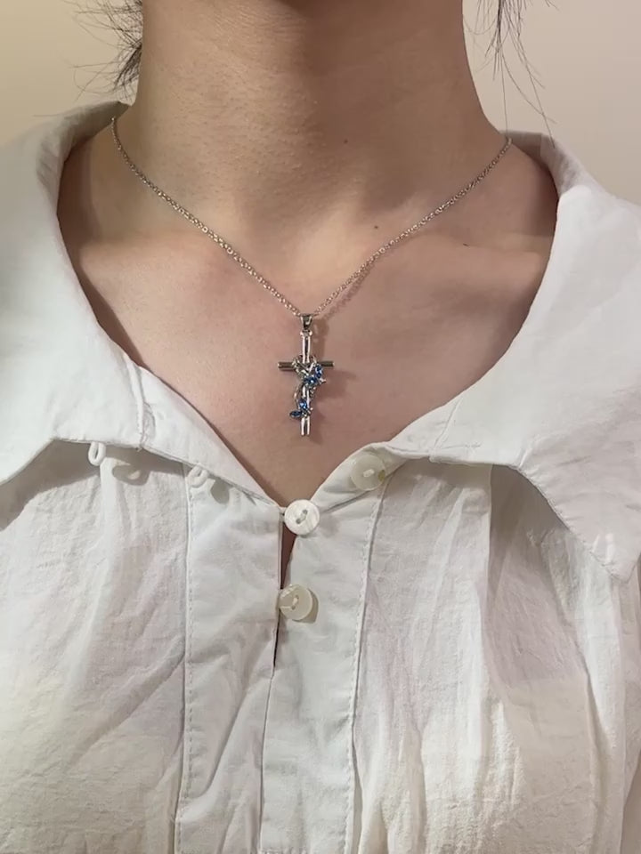 Cross vine eternal pendant